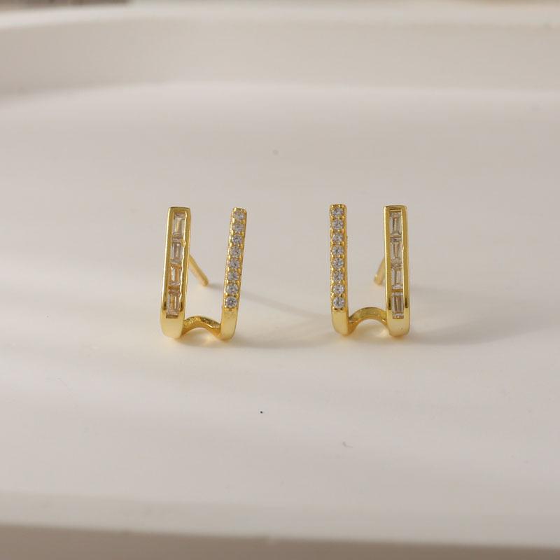 Korean Style Personalized Earrings High-end Light Luxury Niche Earrings Geometric Irregular Zircon Earrings