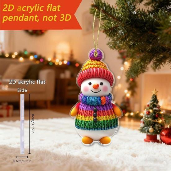 Снеговик Рождественские украшения Персонализированные 2D акриловые украшения на елку Подвесные украшения-снеговики для праздника