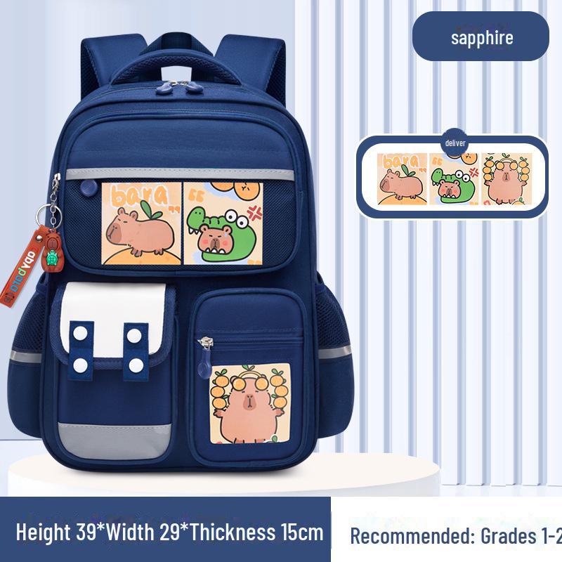 Рюкзак большой вместимости с капибарой для 1-6 классов - Милый и грязеотталкивающий дизайн для мальчиков и девочек