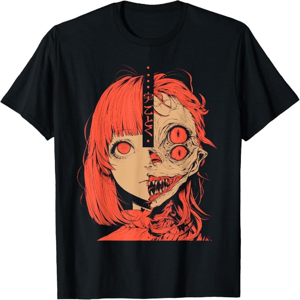 Жуткая аниме-девушка Япония Японский хоррор Гранж Харадзюку Футболка