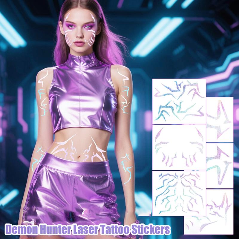 Аниме Косплей Фиолетовая Наклейка Тату Наряды Временная Татуировка Демоны Мультяшные Охотники Причудливые Аксессуары для Костюма Реквизит на Хэллоуин