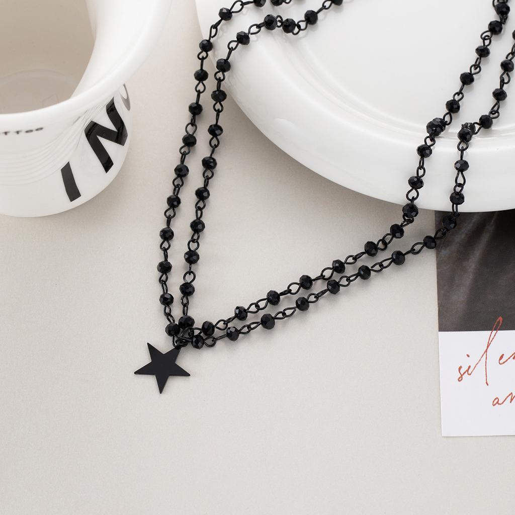 Сладкое Крутое Хип-Хоп Красотка Стиль Ожерелье Ретро Дьявол Пентаграмма Двойная Цепь на Шею Нишевый Панк Простое Ожерелье