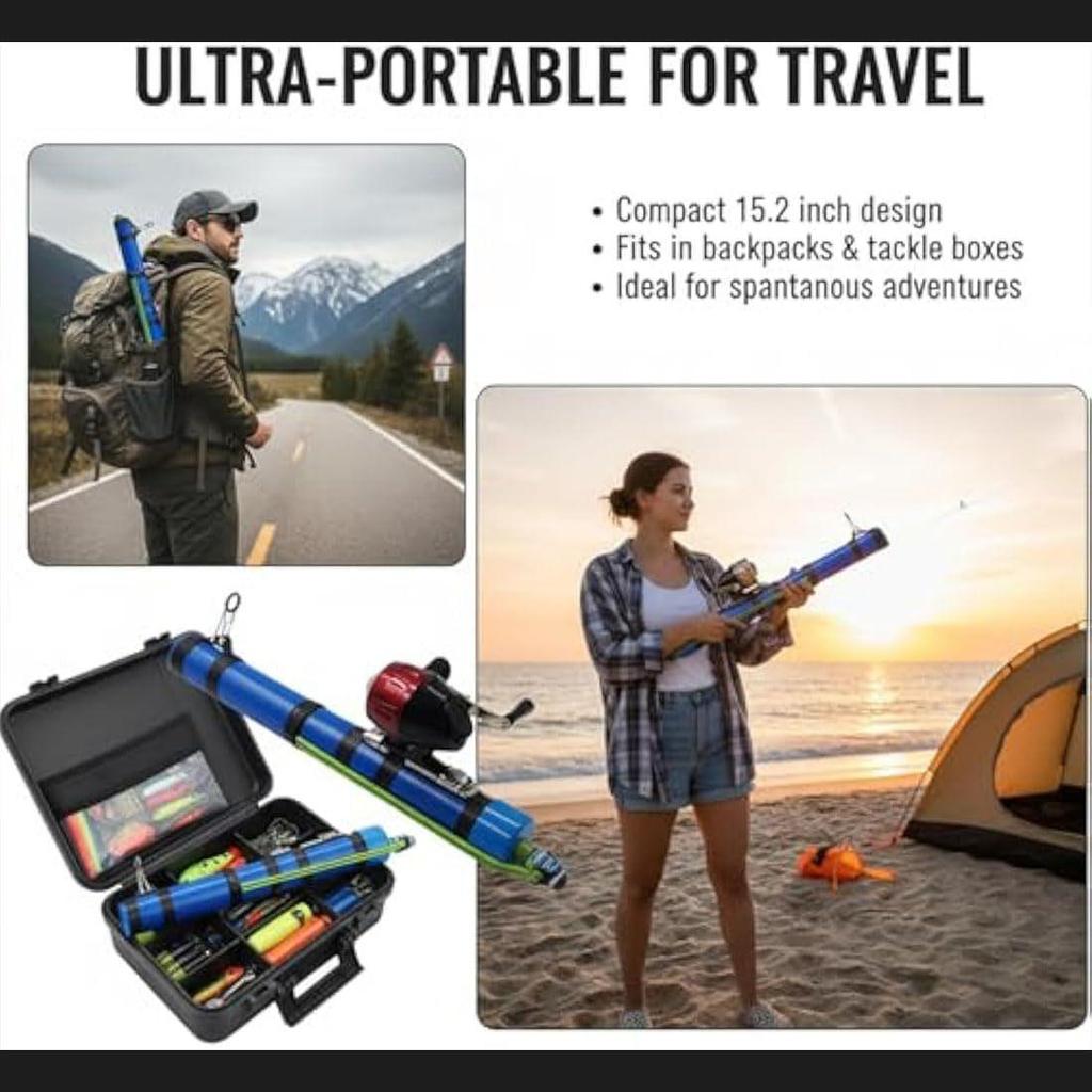 Литой Удилище для Рыбалки с Катушкой Спиннинг для Дальнего Заброса Блесны