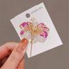 Luxurious Enamel Zircon Crystal Flower Pink Lily Plant Brooches Pin For Women Leaf Buckle Pins Badge Fashion Jewelry Gift