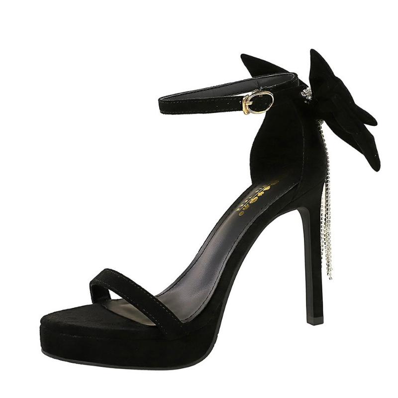 Сексуальные босоножки на высоком каблуке с бантом сзади, с открытым носком, на платформе, с кристаллами и стразами, женская обувь для европейской американской вечеринки