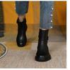 Women's Large Size Buckle Short Boots: Autumn/Winter, Round Toe, Flat Bottom, Retro Casual Martin Style.