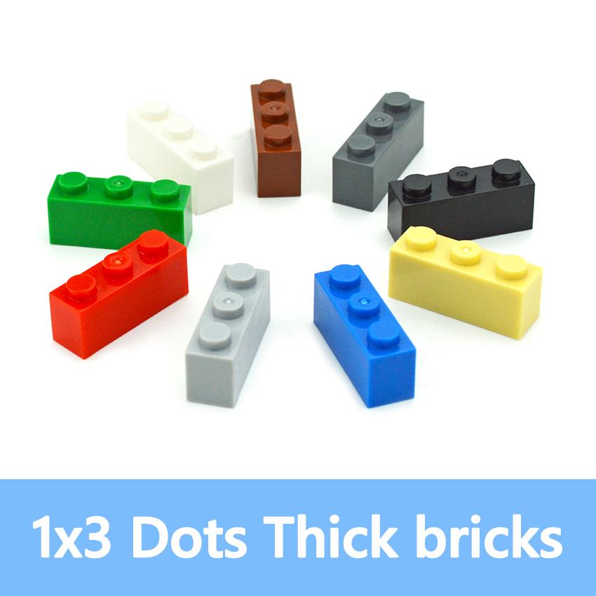 50 шт. Толстые Фигурные Кирпичики 1x3 Точки DIY Строительные Блоки Образовательные Креативные Размер Совместим С 3622 Пластиковые Игрушки Для Детей