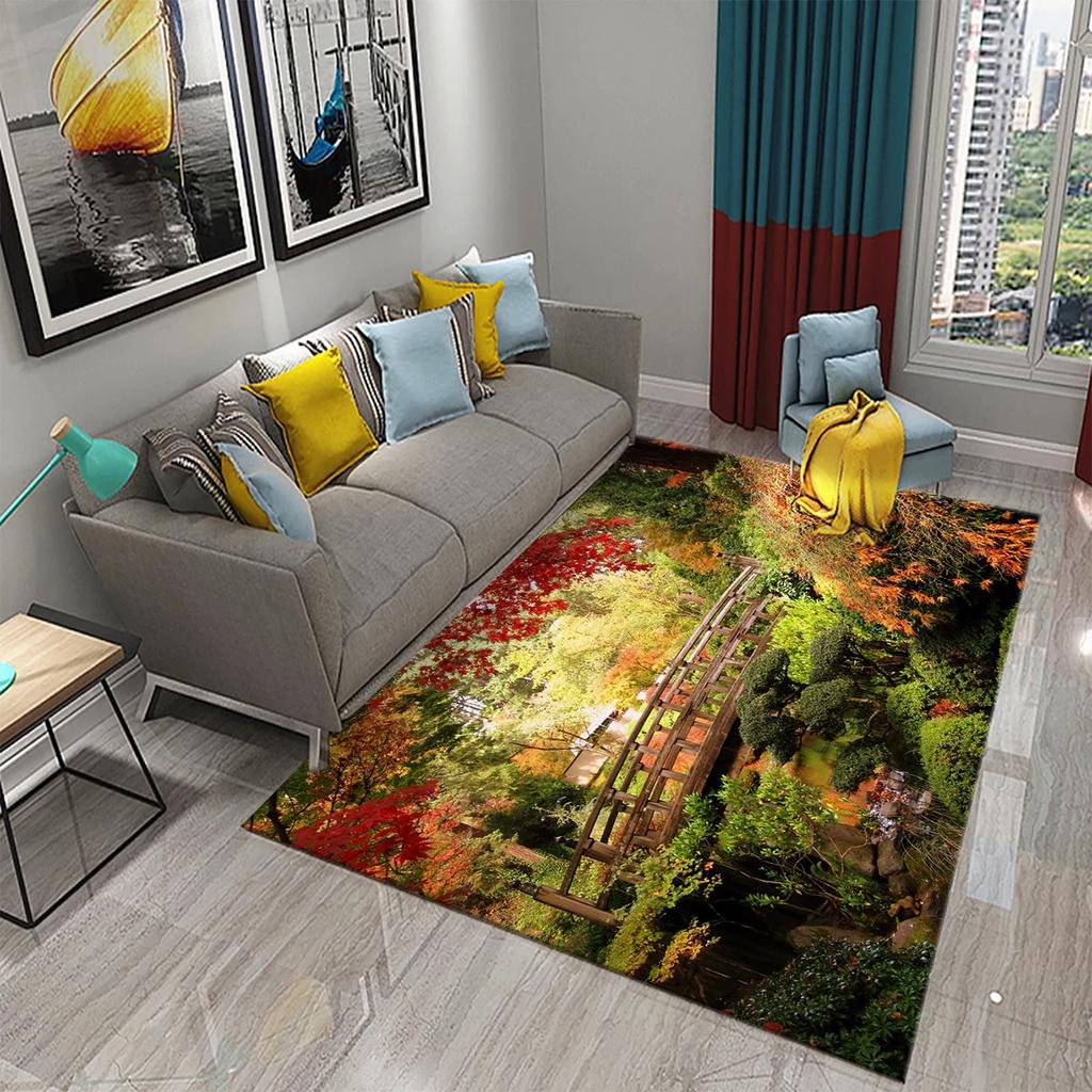 3D Ковер на тему сада Красочный ковер с цветами и растениями для спальни Напольный коврик Придверный коврик Коврик для ванной комнаты Нескользящий коврик Ковер Домашний декор