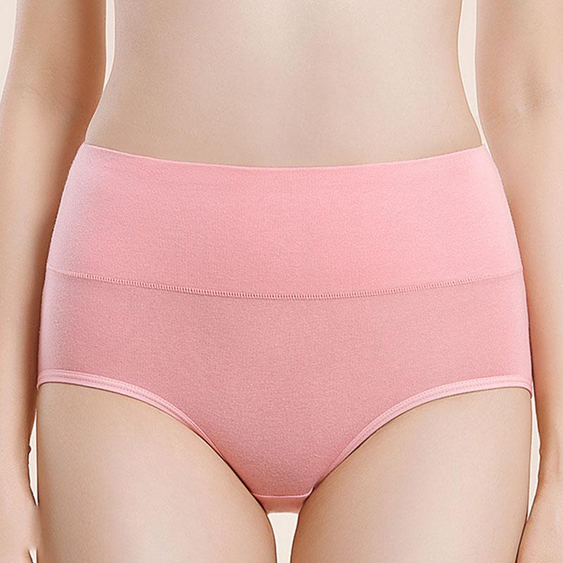 Хлопковые трусики для женщин с высокой талией, нижнее белье больших размеров, женские трусы, однотонное комфортное женское нижнее белье