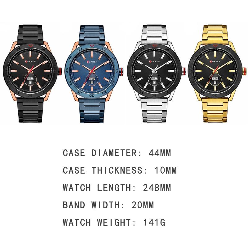 CURREN Новые лучшие мужские часы, водонепроницаемые кварцевые часы, часы с тонким стальным ремешком, мужские деловые модные часы