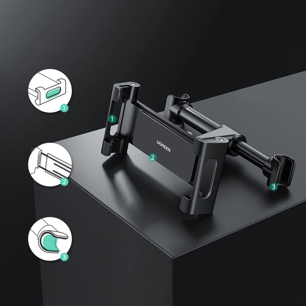 Ugreen Universal Car Headrest Mount Holder for Phones & Tablets - Model LP160, Black