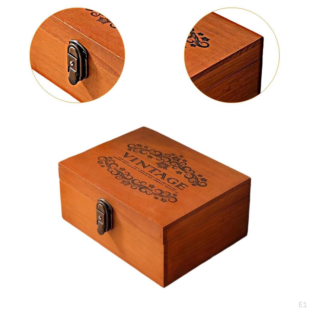Wood Storage Box with Lock Jewellery Trinket Cover Jewelry Gift Boxes for Women