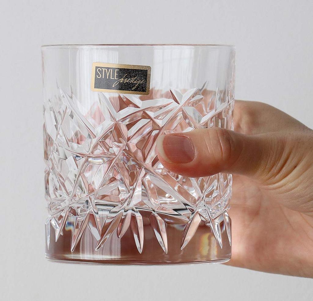 ADERIA Хрустальное стекло Хрустальный стакан для виски 270 мл Огранка B Сделано в Италии Поставляется в подарочной коробке Стакан для виски Стильный 60-летний юбилей Выход на пенсию