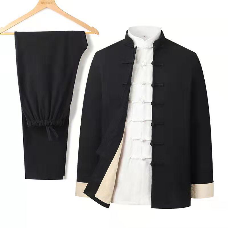 Мужской костюм тан: Ретро куртка Чжуншань, ханьфу в китайском стиле для людей среднего и пожилого возраста, для ношения весной/осенью.