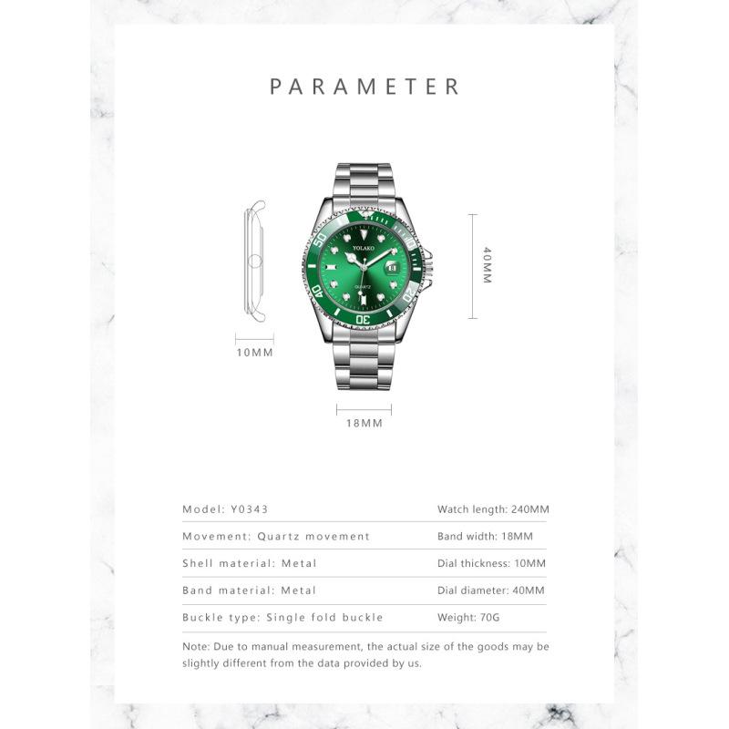 Взрывоопасные зеленые часы-призраки с календарем, стальной ремень, высококачественные кварцевые мужские часы