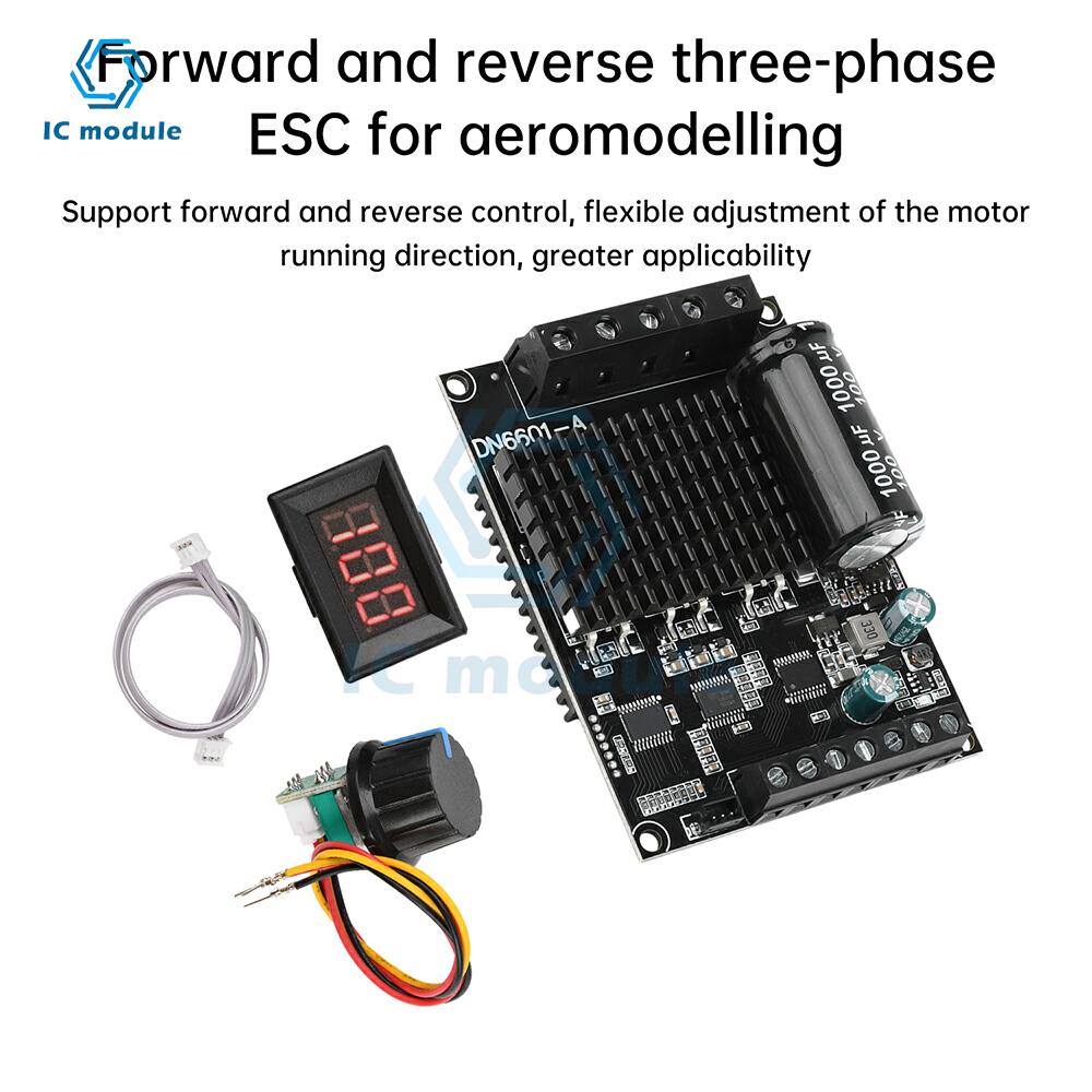 DC 6-72V 15A Brushless Motor Driver with Digital Display Forward Reverse Control Three-Phase ESC for Airplane Water Pump Fan