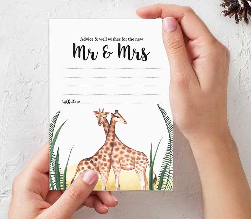 Inkdotpot Советы и пожелания для мистера и миссис, карточки с советами по организации свадьбы в стиле сафари, альтернативная гостевая книга, упаковка из 50 штук, 5X7 дюймов