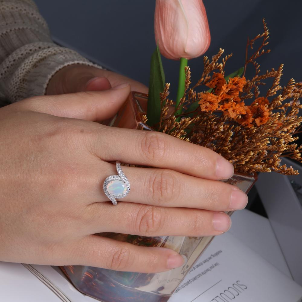 Кольцо из стерлингового серебра 925 пробы с опалом, натуральный эфиопский опал овальной формы 7*9 мм, 1,5 карата, драгоценные камни, изысканные украшения для женщин, хороший подарок