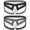 Men Crotchless Strappy Thongs O-ring Bead Decor G-string Low Rise Elastic Waistband for Honeymoon