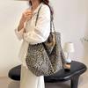 2025 Leopard Print Canvas Bag Commuter Lazy Style Fashion Handbag European and American Large-capacity Shoulder Tote Women's Bag