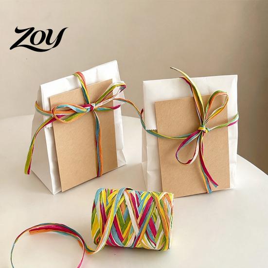 Biodegradable Paper Rope for Wrapping Colorful Raffia Packaging String, Flexible Twine Floral Bundling Multi Color Holiday Decorations Rope,