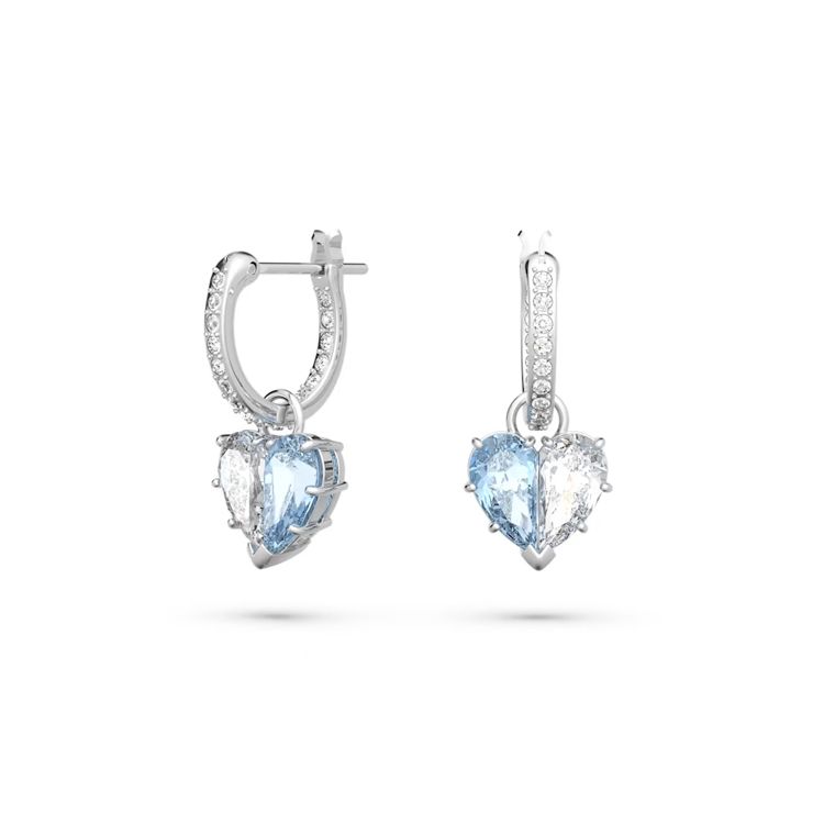 Swarovski Gema Symmetrical Water Drop Heart Earrings Women earrings Silver Blue 5653565