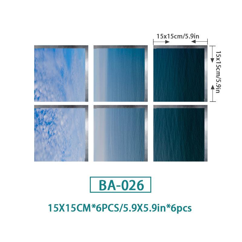 6PCS Ocean Wave Bathtub Sticker Non-slip Waterproof 3D Effect Self-adhesive Bathroom Decal PVC Removable Decorative Mural 15x15cm