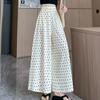 2024 Women's High-Waist Polka Dot Wide-Leg Skirt Pants - Korean Style, Summer, Nine-Point Length