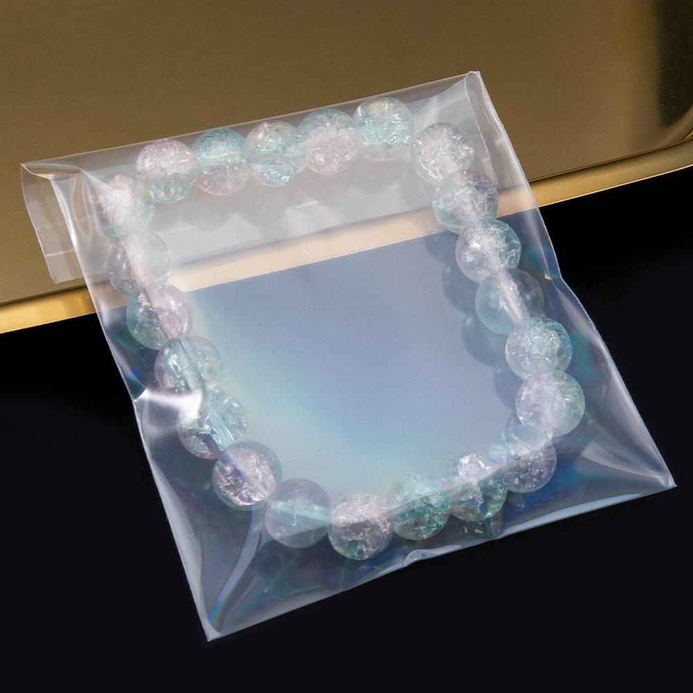 50pcs Transparent Holographic Laser Self Adhesive Bag Aurora Color Pouches for DIY Jewelry Badge Gift Package Storage Bags