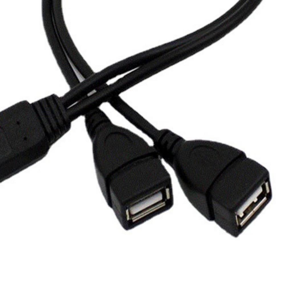 Dual USB Female Expansion Cable with USB A2.0 Male Connector Charging Data Cable for Simultaneous Charging