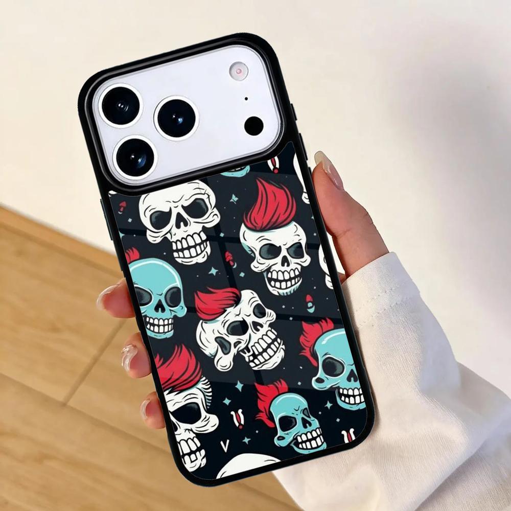 Skull Space Hair Phone Case For Apple iPhone 17 air 16 Pro Max 15 Pro Max 14 13 12 11 Mini Back Cover