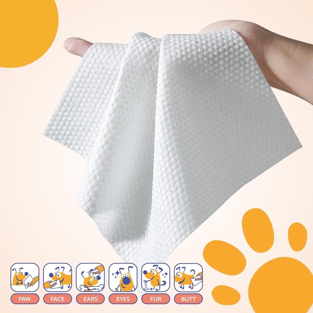SUNNY DOGGY Pet Wet 80 листов x 6 для протирания лап собак, вокруг ушей и всего тела, влажные салфетки для безопасного и большого размера, штук, лист,