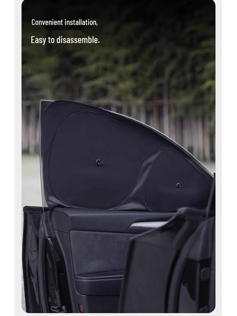 Tesla Model 3/Y Sunshade: Refresh Version Opaque Camping Privacy Curtain with Suction Cups