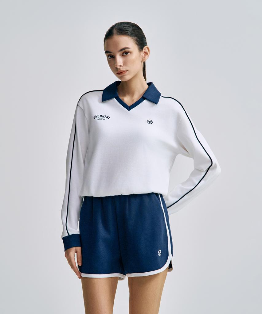 Мужская футболка-поло SERGIO TACCHINI с V-образным вырезом, длинным рукавом, из двойного трикотажа