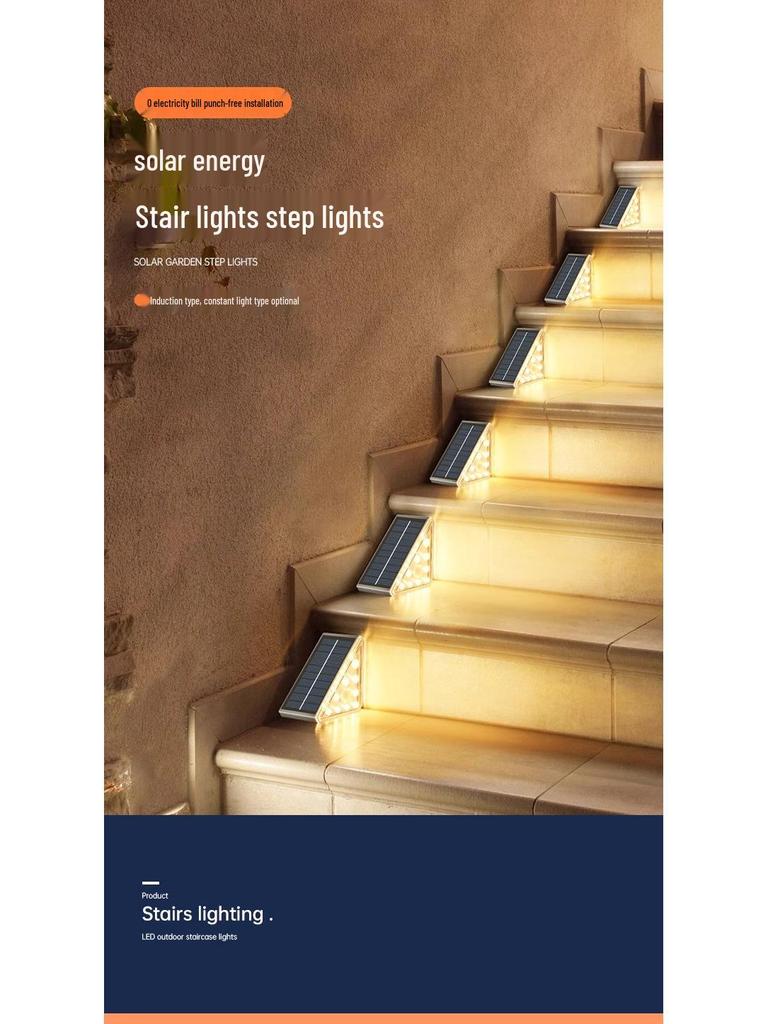 Солнечные треугольные ступеньки для наружных дорожек и дворов