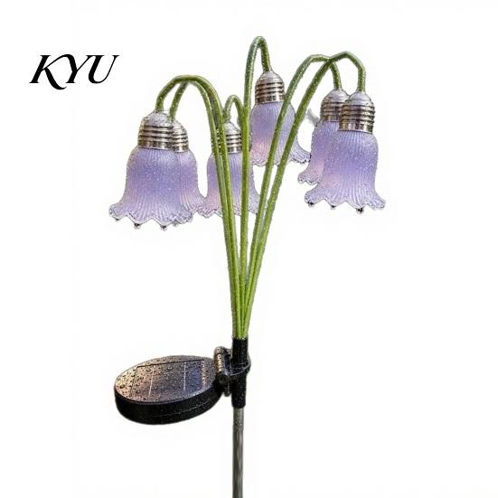 Landscape Path Lighting Solar Lily of the Valley Flower Lights Outdoor, Waterproof Garden Stake Lights, Yard Art Decoration Auto On/Off LED
