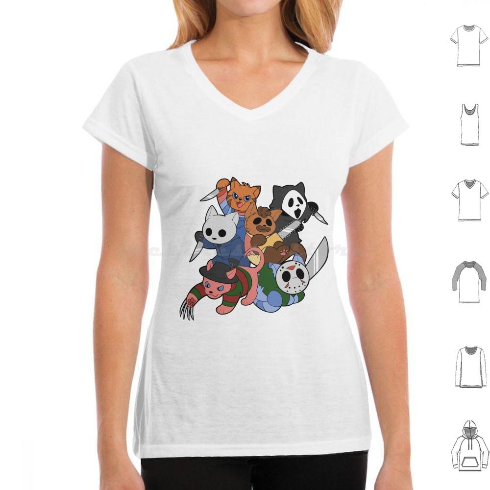 Slasher Kitties Group Of 6 T Shirt Cotton Men Women DIY Print Slashers Slasher Movies Horror Horror Movies Scary Movies