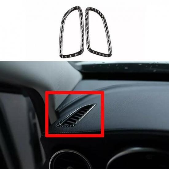 For Benz C-Class 2015-21 Dashboard Side Outlet Vent Cover Trim Real Carbon Fiber