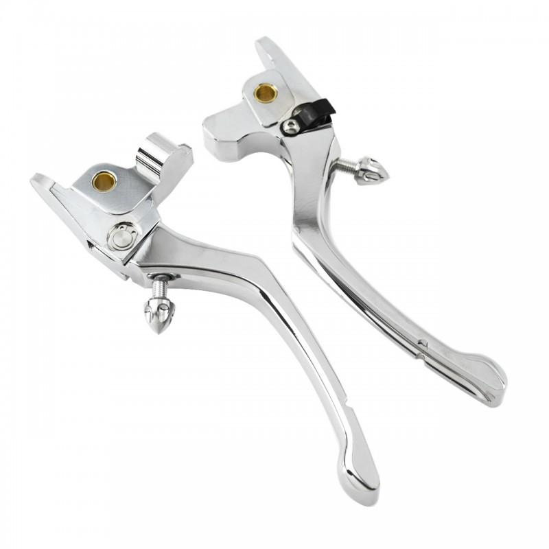 Adjustable Brake Clutch Levers Harley Davidson Sportster Touring Softail Dyna Black Chrome Finish