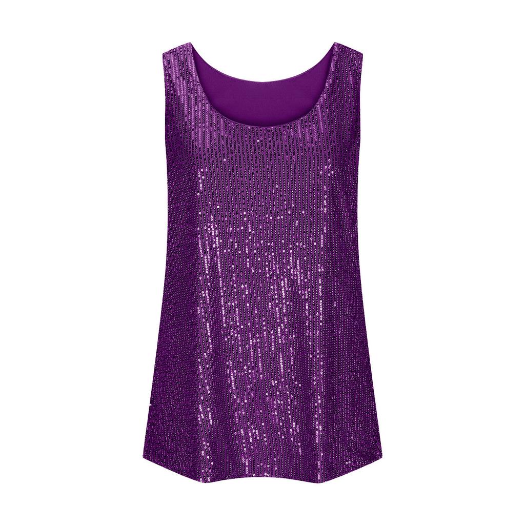 Женские летние блестящие майки-топы, женские, с круглым вырезом, без рукавов, повседневные, свободные, майки, топы