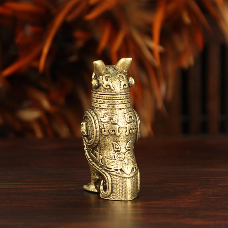 New Ancient Owl Zun Bronze Vessel Retro Style Metal Craft For Tea Table Entrance Decor Chinese Cultural Artifact Collectible