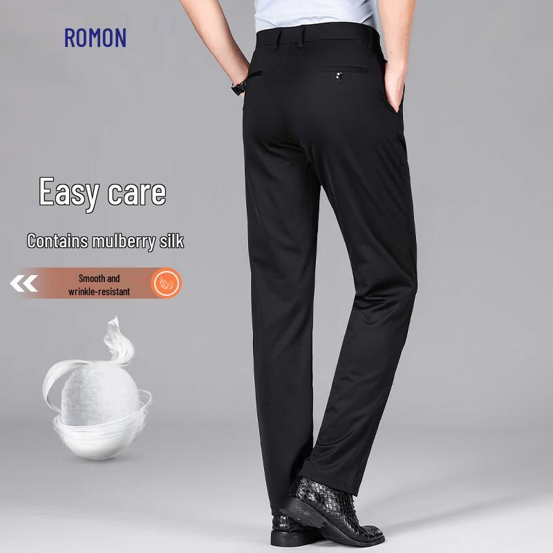 Мужские брюки Luomeng в стиле business casual прямого кроя с добавлением шелка