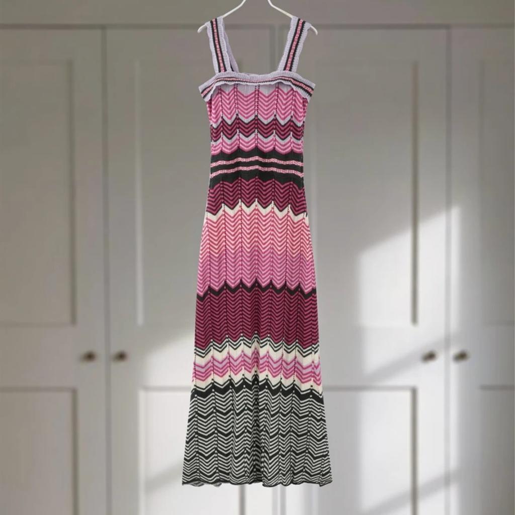 LYRIA Элегантное вязаное платье Женское приталенное без рукавов с квадратным вырезом на бретелях Длинные платья Новые женские праздничные модные платья