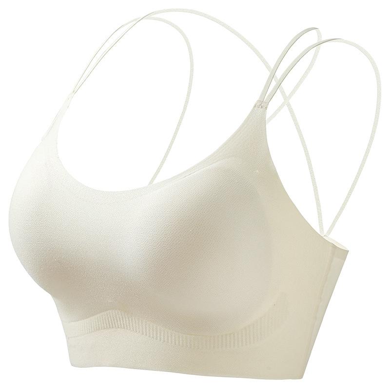 Spring seamless ice silk suspender underwear thin shoulder strap cross beautiful back breathable no steel rim comfortable vest