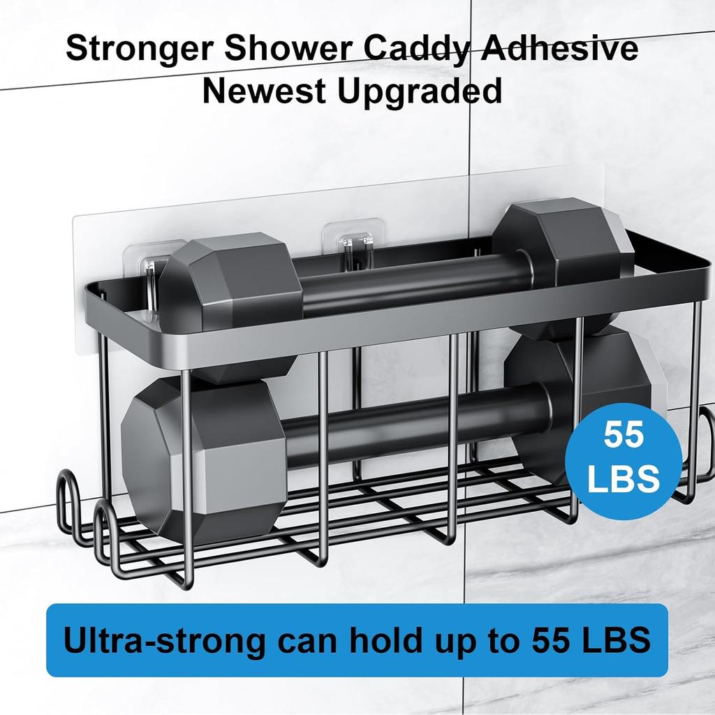 14 Pack Shower Caddy Adhesive Replacement Flat, Transparent Strong Adhesive Hooks, No Drilling, Waterproof Wall Hooks for Shower Caddy, Bathroom
