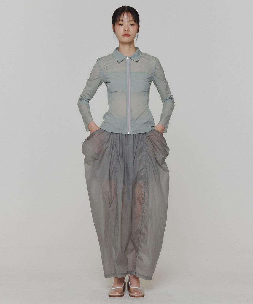 Amomento Layered Shirring Skirt_Grey