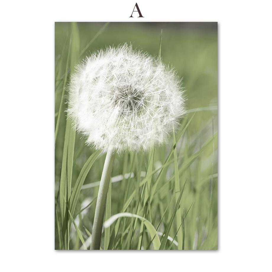 Green Mountain Dandelion Bike Grass Leaf Wall Art Canvas Painting Nordic Posters And Prints Wall Pictures For Living Room Decor