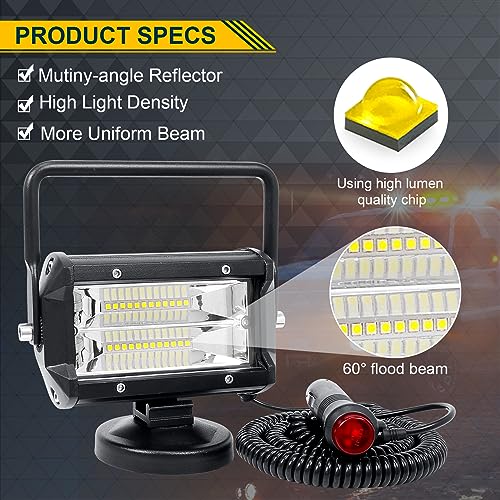 1 х Ручной рабочий фонарь 5 дюймов 72 Вт магнитное основание рабочий фонарь светодиодный 6000 К водонепроницаемый пылезащитный 12 В/24 В универсальный совместимый со всеми транспортными средствами