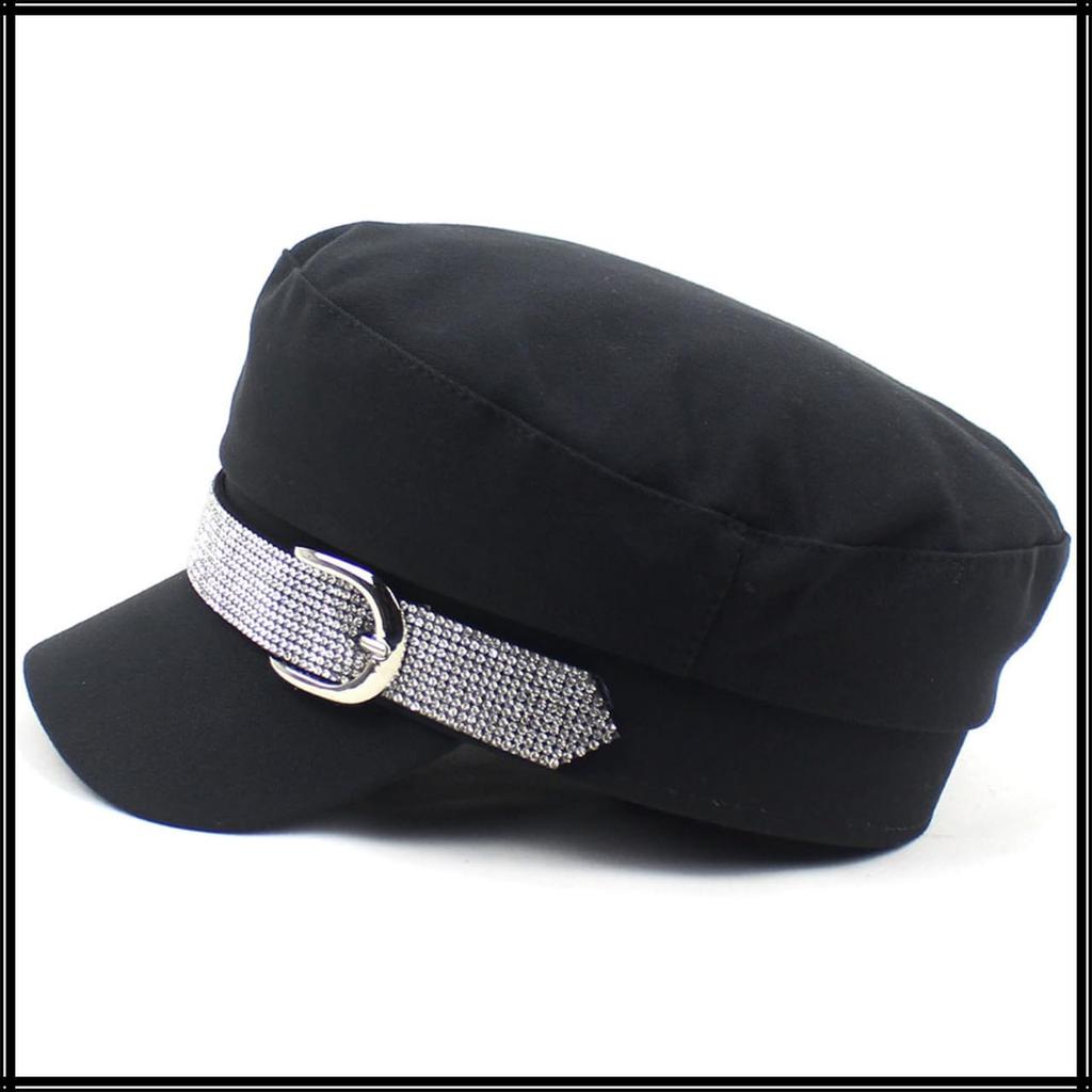 Морской картуз газетчика для Going CZ288 [Белый Клык], Стразы, Блестящий, Кепка, Шляпа, На выход, Путешествия, Женский, (черный)