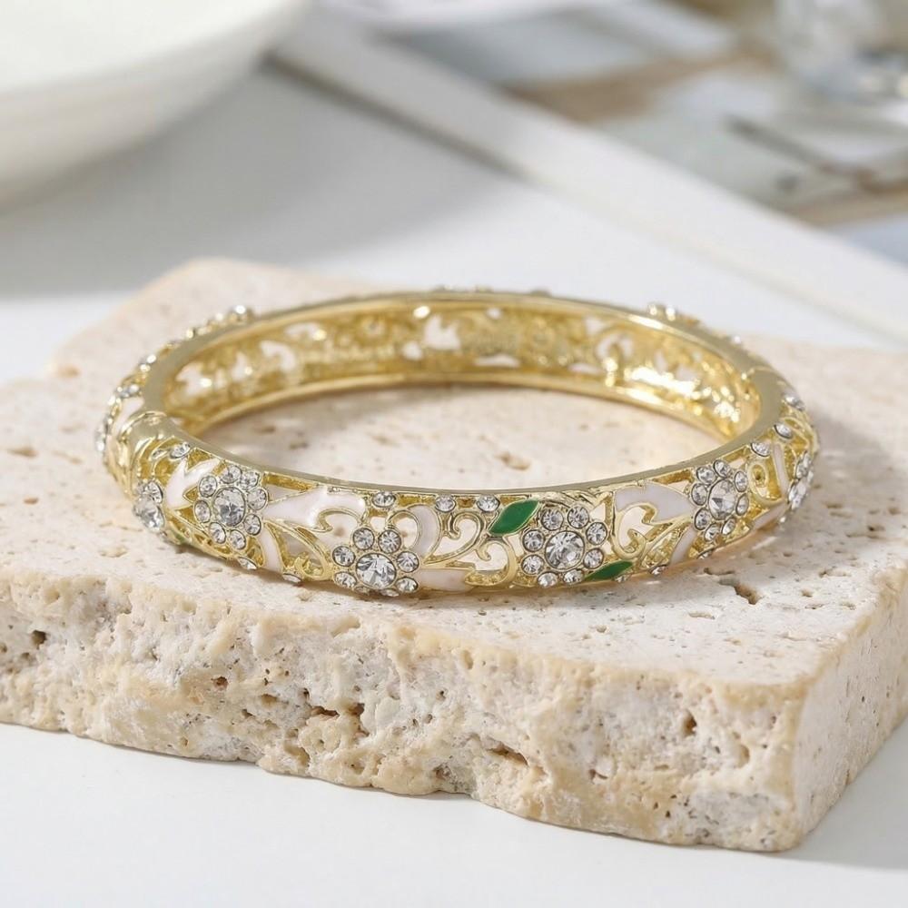Rhinestone Flower Crystal Bangle Hollow Women's Hand Bracelet Jewelry Gifts